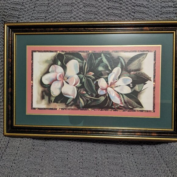 Vintage Home Interior and Gifts White Magnolias and Leaf Pictures - Picture 2 of 2